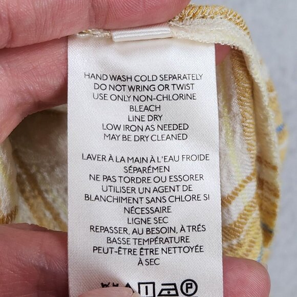 Pilcro Shirt Womens Medium Yellow Plaid Side Slit Maxi Tunic Button Down NEW - Picture 9 of 13